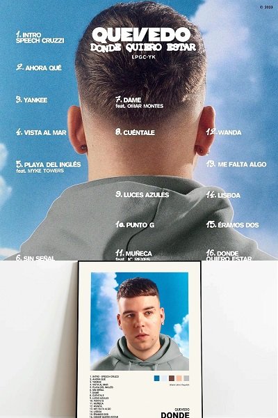 Quevedo - Album Donde quiero estar 2023 sur Tiktoka.eu et Spotify.com music gratuit free